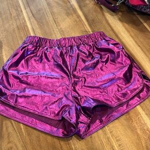 These metallic purple shorts are adorable and great for football games!